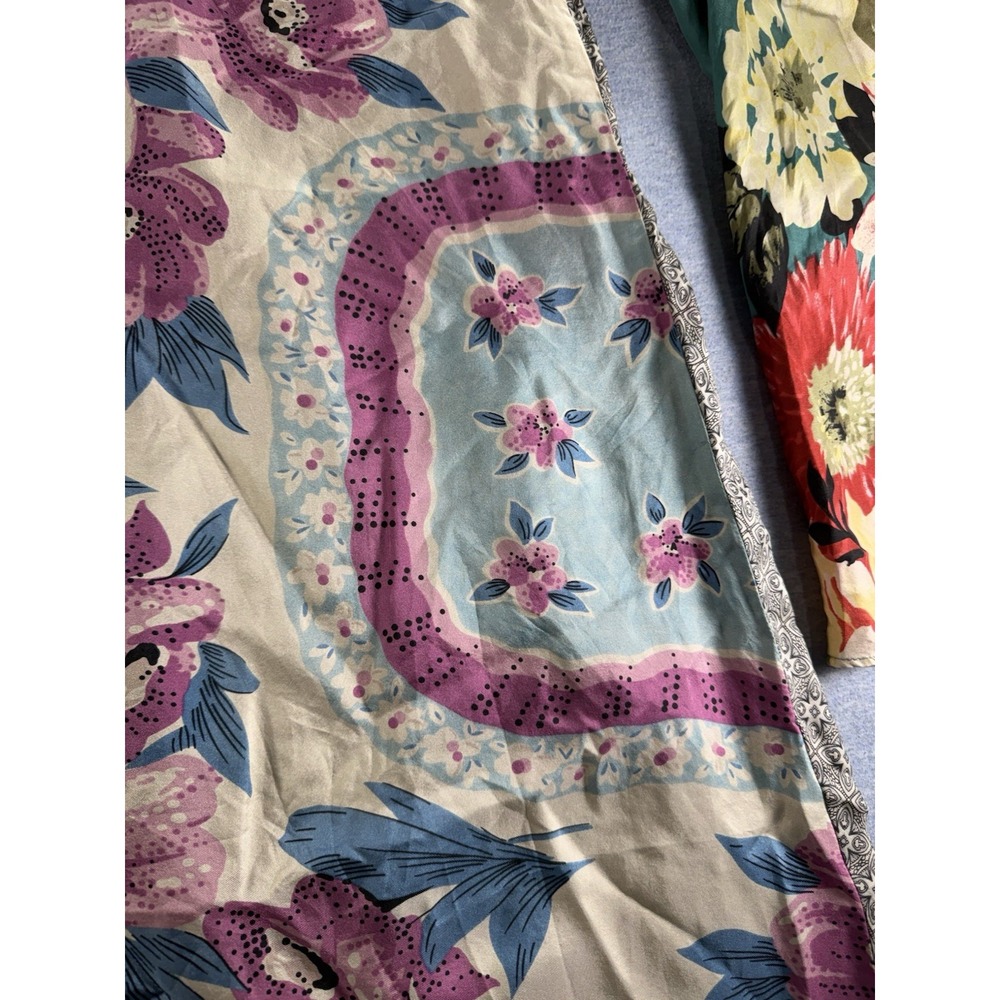 RARE 100% Silk Patchwork Tunic Dress Boho Bell Sleeve Italy Size 44 Medium - Picture 11 of 11